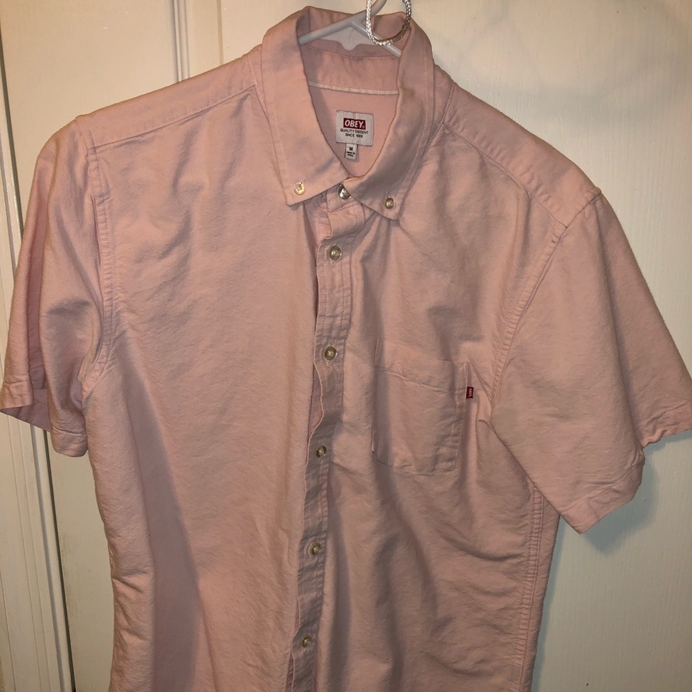 Pink Obey Men’s Casual Button Down